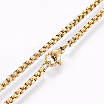 304 Stainless Steel Box Chain Necklaces NJEW-O102-19G-1