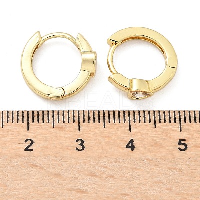 Heart Brass Micro Pave Clear Cubic Zirconia Hoop Earrings EJEW-Z102-28G-1