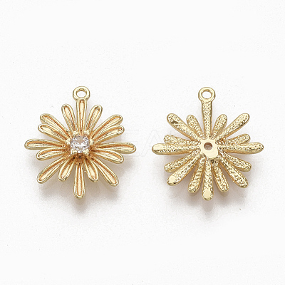 Brass Micro Pave Clear Cubic Zirconia Pendants ZIRC-Q021-008G-NF-1