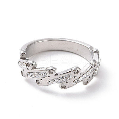 Crystal Rhinestone Oval Bar Finger Ring RJEW-D120-04P-1