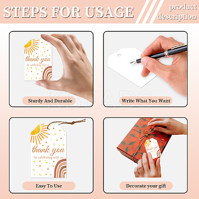 120Pcs 4 Styles Sunflower Paper Thank You Gift Tags CDIS-WH0038-04-1