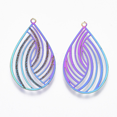 Ion Plating(IP) 304 Stainless Steel Filigree Pendants STAS-T057-06-1