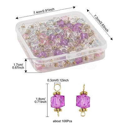 100Pcs Clear Acrylic Faceted Cube Connector Charms PALLOY-FS00042-01-1