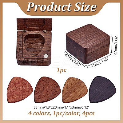 4Pcs 4 Colors Triangle Wood Guitar Picks AJEW-AR0005-07-1