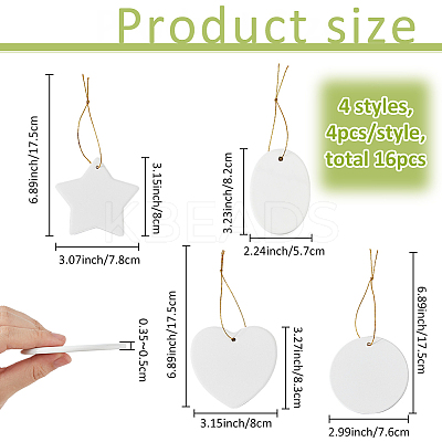 16Pcs 4 Styles Porcelain Heat Transfer Printing Pendant Decorations HJEW-FH0001-77-1