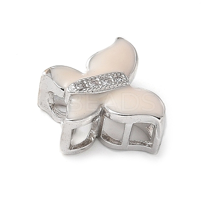 Brass Micro Pave Clear Cubic Zirconia Silde Charms KK-C086-02P-01-1
