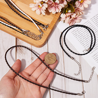 30Pcs 3 Colors Trendy Braided Imitation Leather Necklace Making NJEW-SC0001-32-1