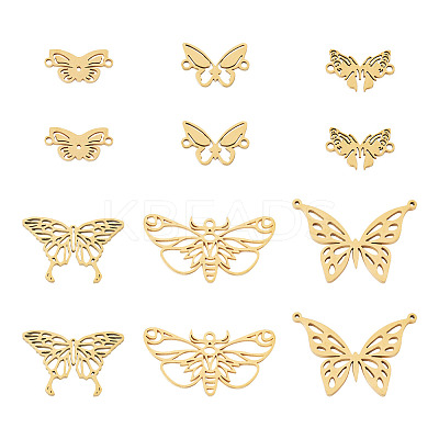12Pcs 6 Styles 201 & 304 Stainless Steel & Stainless Steel Connector Charms STAS-TA0001-86-1