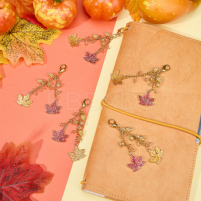 8Pcs Thanksgiving Day Alloy & Acrylic Pendant Decorations HJEW-SC0001-76A-1