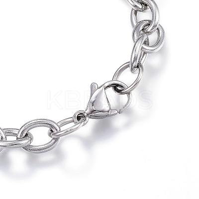 Tarnish Resistant 304 Stainless Steel Charm Bracelets BJEW-G544-12P-1