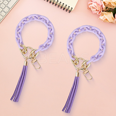 2Pcs Acrylic & Zine Alloy & PU Pendant Decoration KEYC-CL0001-44C-1