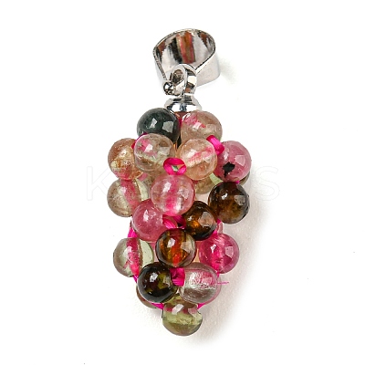 Natural Multicolor Tourmaline Round Cluster Pendants G-D094-04P-1