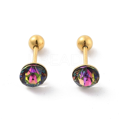 Ion Plating(IP) 2 Pairs 2 Colors Real 14K Gold Plated 304 Stainless Steel Rhinestone Stud Earrings EJEW-P258-08G-1