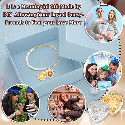 20Pcs 2 Colors Valentine's Day Brass Locket Pendant KK-GA0001-58-1