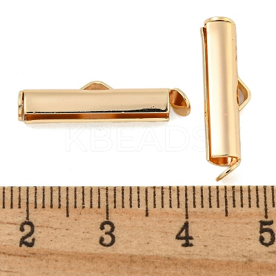 Brass Slide On End Clasp Tubes KK-N254-119G-03-1
