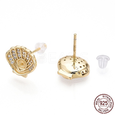 925 Sterling Silver Micro Pave Cubic Zirconia Stud Earring Findings STER-T004-40G-1