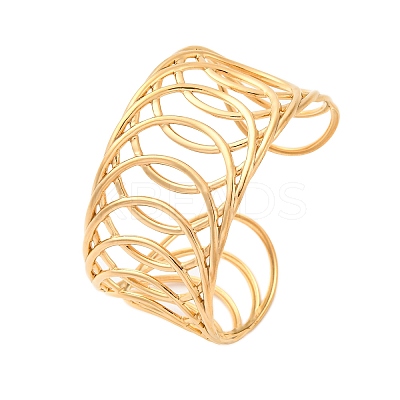 Europe and America Style 304 Stainless Steel Cuff Bangles for Women BJEW-D306-03G-1