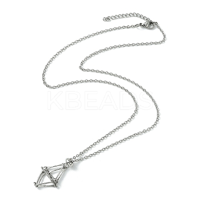 Crystal Cage Holder Necklace NJEW-JN04602-01-1