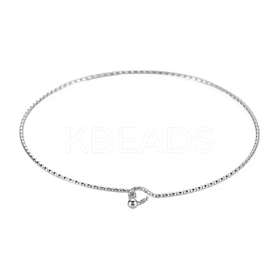 Non-Tarnish Textured Simple Thin Bangle for Girl Women BJEW-N013-005-1