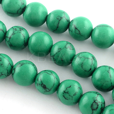 Synthetical Turquoise Gemstone Round Bead Strands TURQ-R035-6mm-02-1