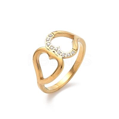 304 Stainless Steel Cubic Zirconia Finger Rings for Women RJEW-F189-05G-1