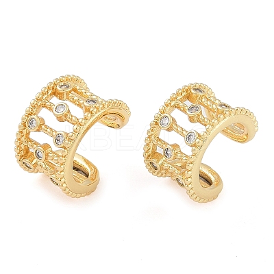 Brass Micro Pave Clear Cubic Zirconia Cuff Earring for Women LS-EJEW-S225-19G-01-1