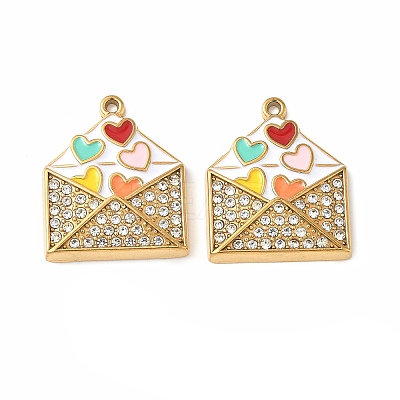 304 Stainless Steel Rhinestone Pendants STAS-I346-28G-1