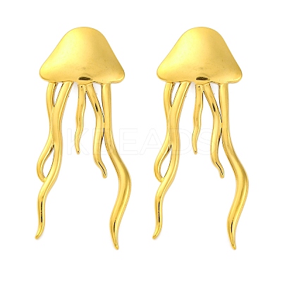 Ion Plating(IP) 304 Stainless Steel Jellyfish Stud Earrings EJEW-D281-29G-1