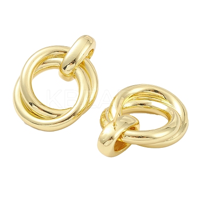Rack Plating Brass Interlaced Ring Stud Earrings for Women EJEW-K245-04G-1