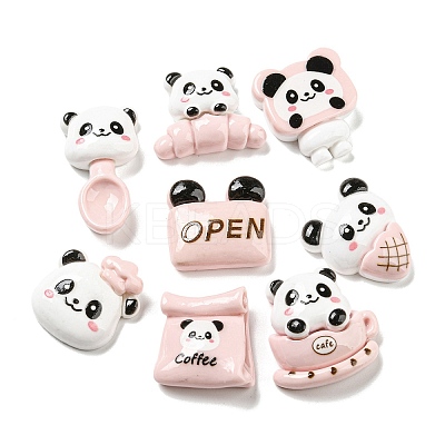 Panda Theme Opaque Resin Cabochons RESI-Q227-09-1