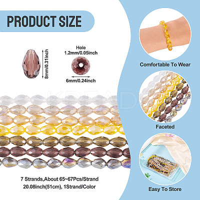 7 Strands 7 Colors Transparent Electroplate Glass Beads Strands EGLA-TA0013-09-1