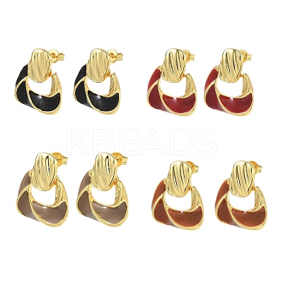 Brass Enamel Dangle Stud Earrings for Women KK-CBA760A-12G-1