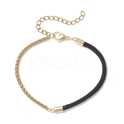 304 Stainless Steel Wheat Chains with Nylon Cord Mixed Chain Bracelets BJEW-JB13288-02-1