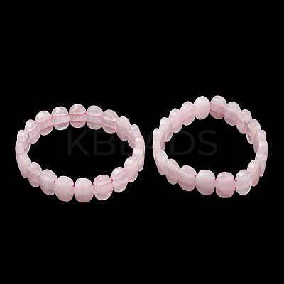 Natural Rose Quartz Faceted Beaded Stretch Bracelets for Women BJEW-K251-07R-1
