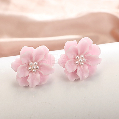 Flower Alloy Resin Stud Earrings FS-WG5AFB8-04-1