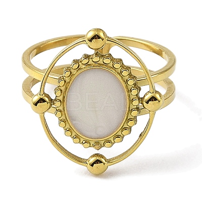304 Stainless Steel Enamel Open Cuff Rings for Women RJEW-F166-43G-02-1