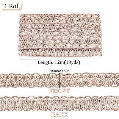Polyester Braided Lace Trim OCOR-WH0078-09B-1