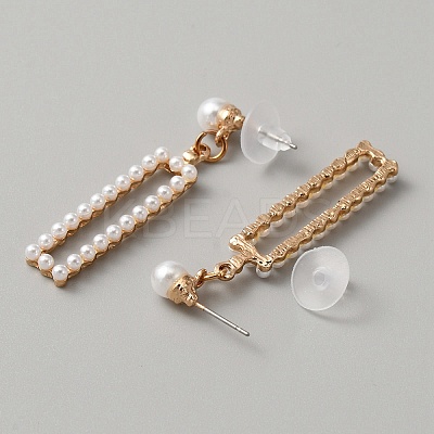 Plastic Imitation Pearl Beaded Geometry Dangle Stud Earrings EJEW-WH0013-57D-1