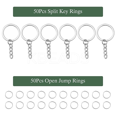 50Pcs Iron Split Key Rings IFIN-YW0003-42-1