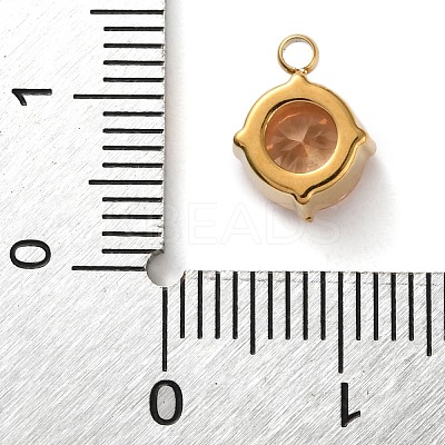 304 Stainless Steel Micro Pave Cubic Zirconia Pendants STAS-K292-01G-14-1