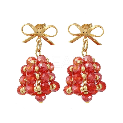 3 Pairs Christmas Bell Brass Dangle Stud Earrings EJEW-MZ00495-1