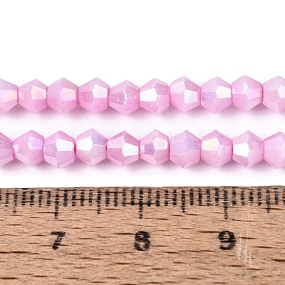 Anti-Tarnish Electroplate Bicone Glass Beads Strands EGLA-T021-4mm-16-12-1