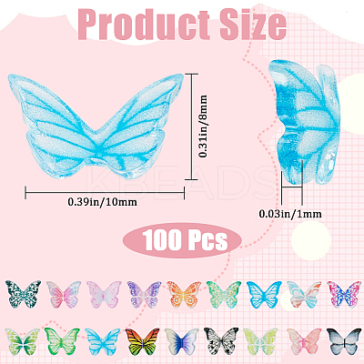 100Pcs Butterfly Resin Cabochon DIY-GF0010-06A-1