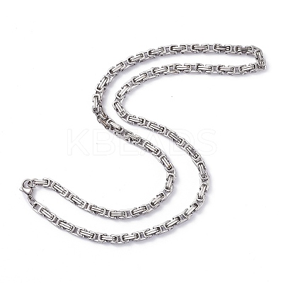 Non-Tarnish 201 Stainless Steel Byzantine Chain Necklaces LS-NJEW-I248-03A-P-1