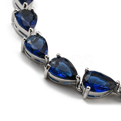 Teardrop Glass Link Chain Bracelets BJEW-H604-01P-02-1