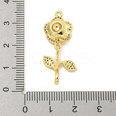 Brass Micro Pave Clear Cubic Zirconia Pendants KK-B096-03G-1