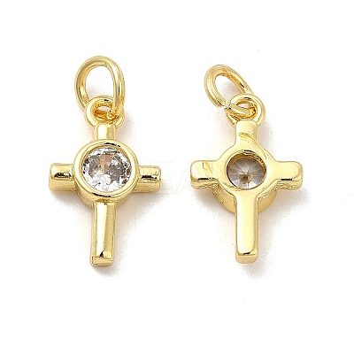 Brass Micro Pave Cubic Zirconia Charms KK-E068-VB240-1