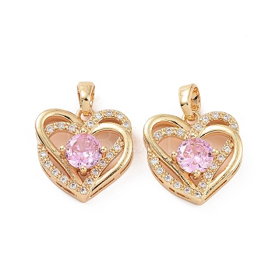 Brass Micro Pave Cubic Zirconia Pendants KK-E068-VC452-1