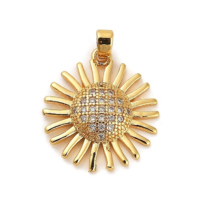 Brass Micro Pave Clear Cubic Zirconia Pendants KK-S503-02G-1