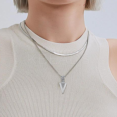 1Pc Triangle Pendulum 304 Stainless Steel Big Pendants STAS-LP0002-75-1